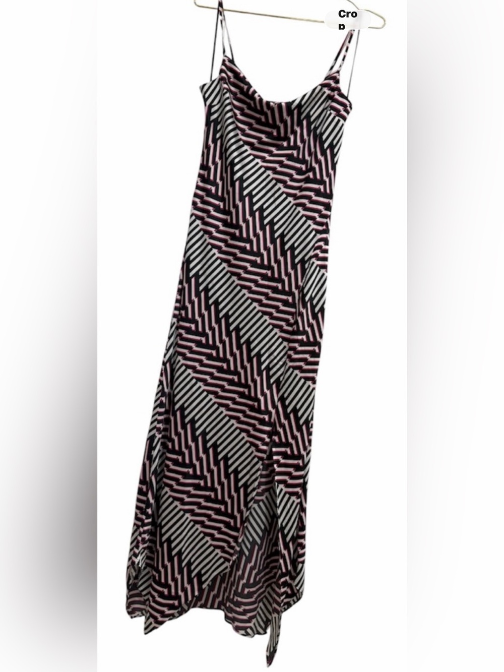 Express Pink, Black and White Geometric Slip Maxi Dress